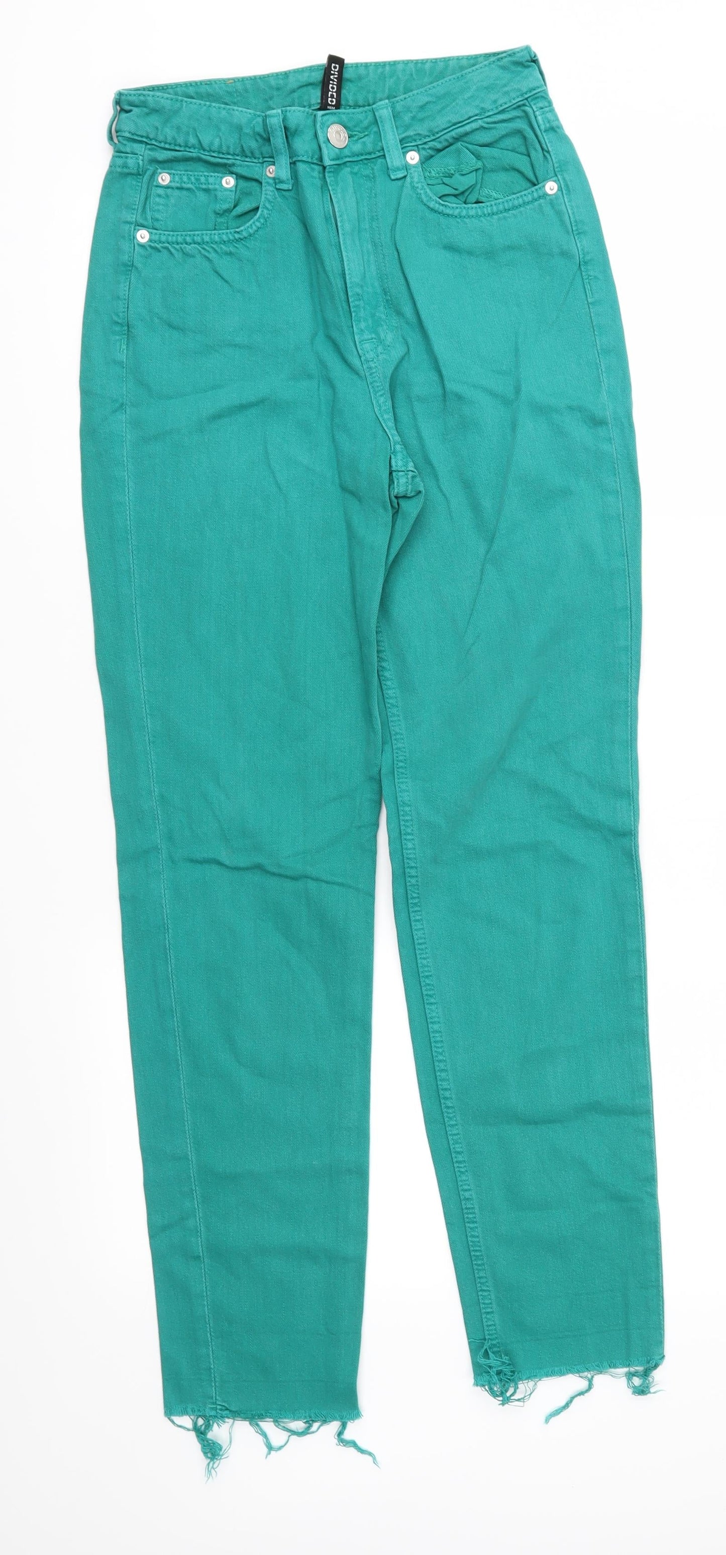 Womens UK Size 8 Divided Regular Fit Straight Green Jeans