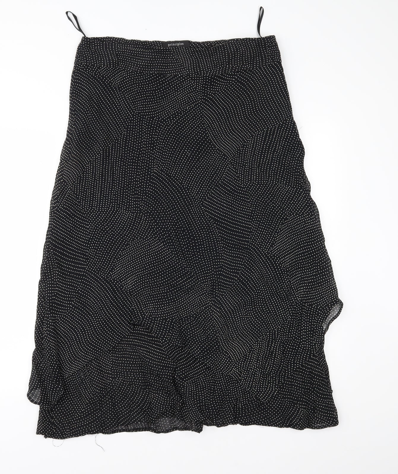 Principles Womens Black Polka Dot Chiffon Flare Skirt Size 34 in