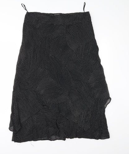 Principles Womens Black Polka Dot Chiffon Flare Skirt Size 34 in