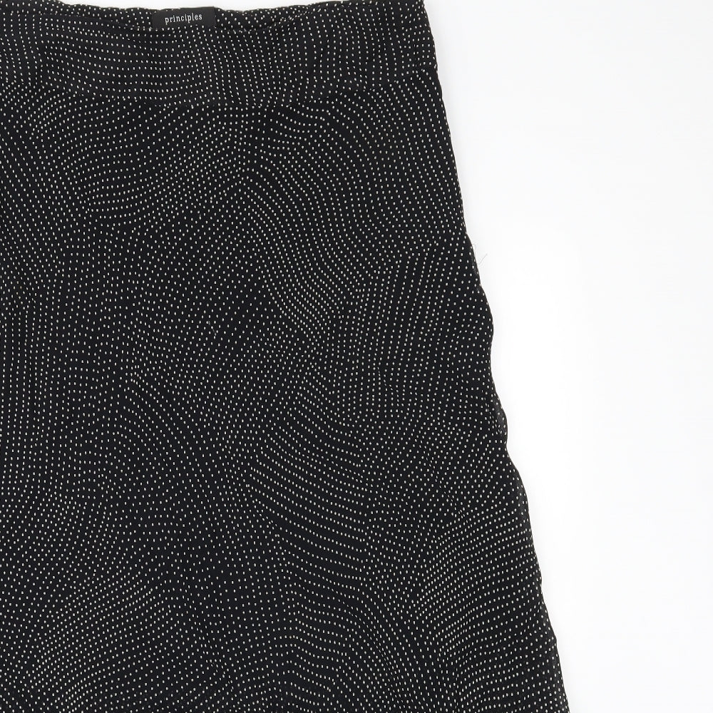 Principles Womens Black Polka Dot Chiffon Flare Skirt Size 34 in
