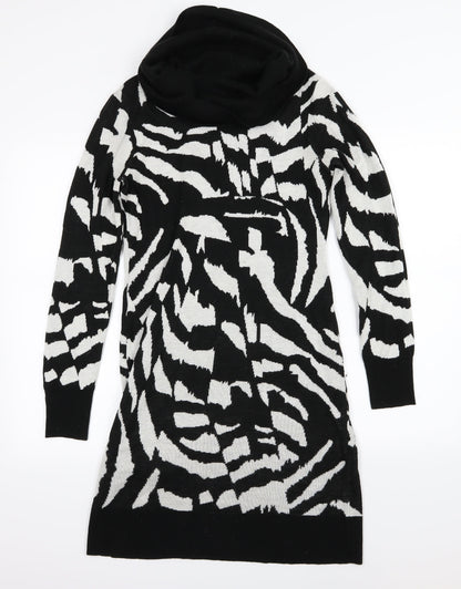 Episode Womens Black Animal Print Knit Jumper Dress  Size S