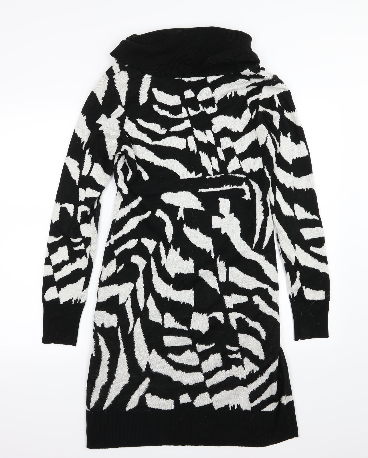 Episode Womens Black Animal Print Knit Jumper Dress  Size S