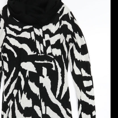 Episode Womens Black Animal Print Knit Jumper Dress  Size S