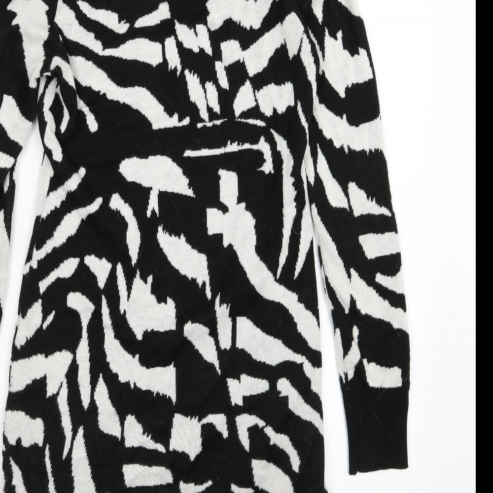 Episode Womens Black Animal Print Knit Jumper Dress  Size S