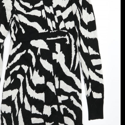 Episode Womens Black Animal Print Knit Jumper Dress  Size S