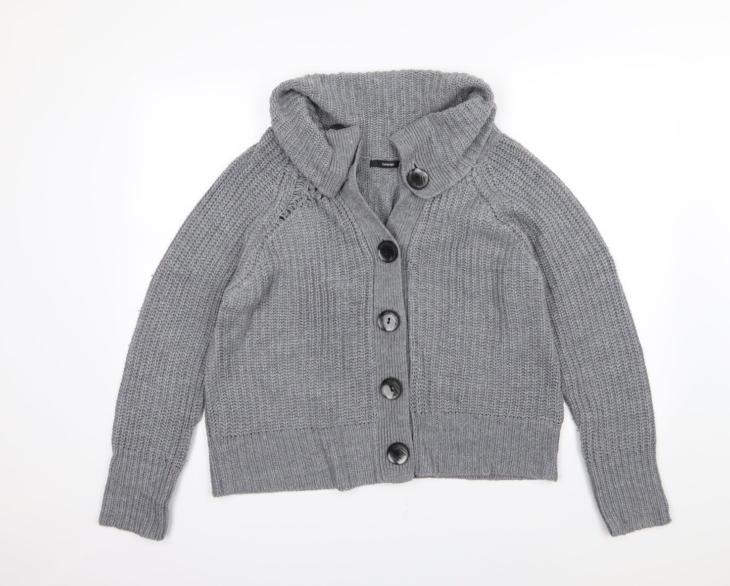 George Womens Grey  Knit Cardigan Jumper Size 16