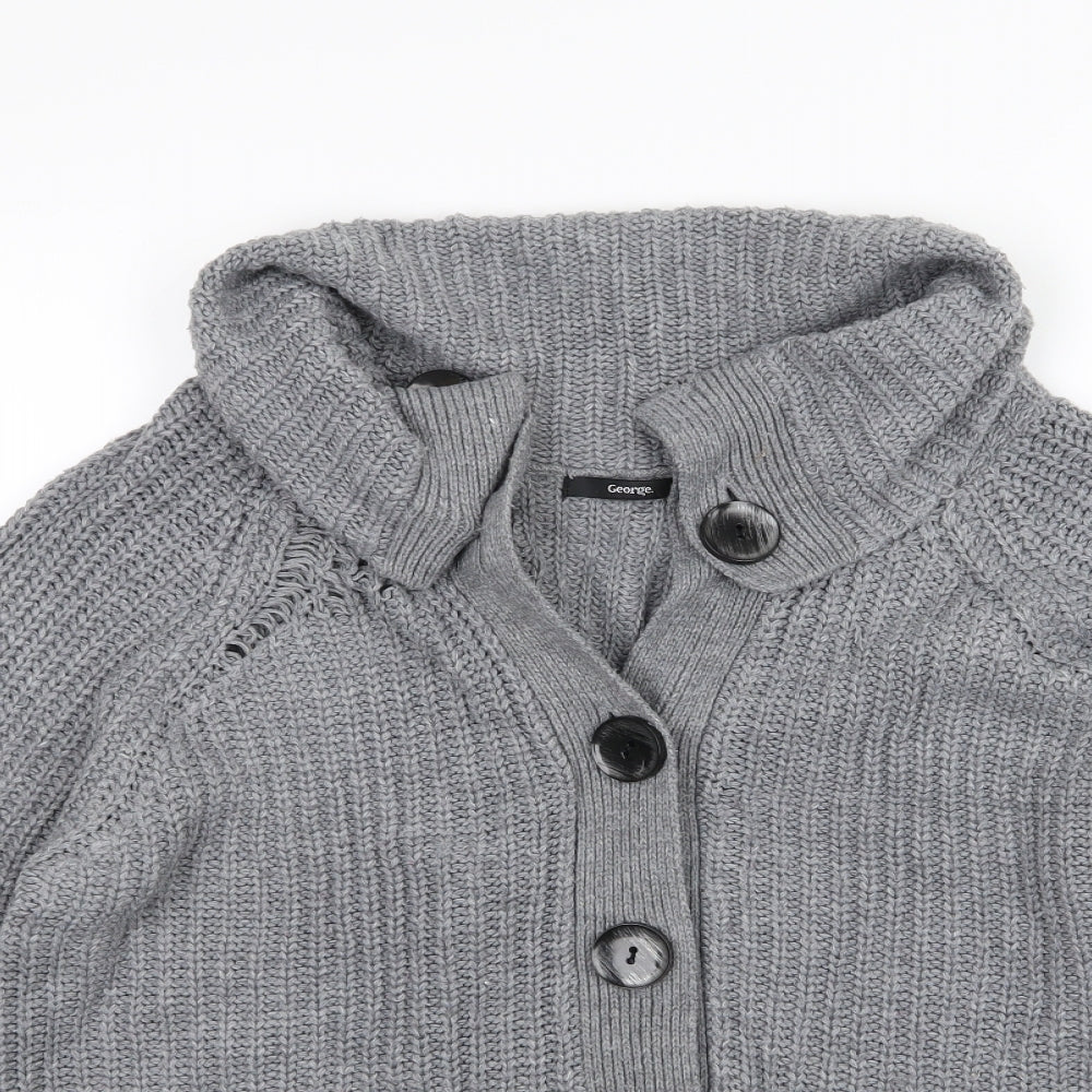 George Womens Grey  Knit Cardigan Jumper Size 16