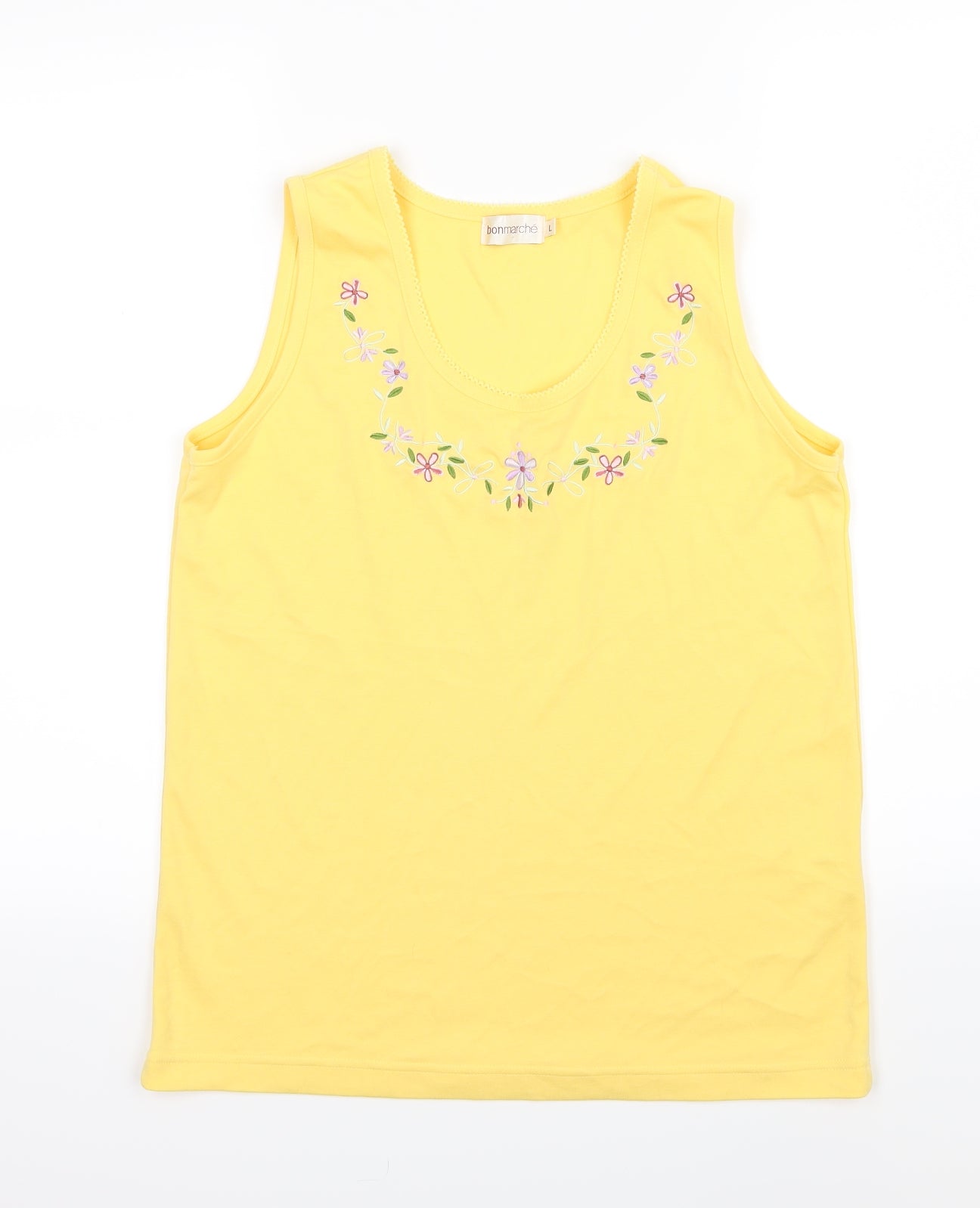 Bonmarché Womens Yellow Floral Jersey Basic Tank Size L
