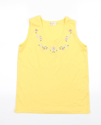 Bonmarché Womens Yellow Floral Jersey Basic Tank Size L