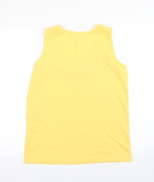 Bonmarché Womens Yellow Floral Jersey Basic Tank Size L