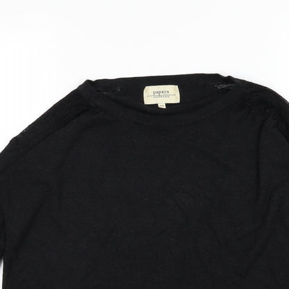Papaya Womens Black  Knit Pullover Jumper Size 10