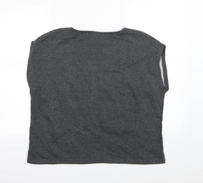 ESMARA Womens Grey Floral Jersey Pullover Sweatshirt Size L