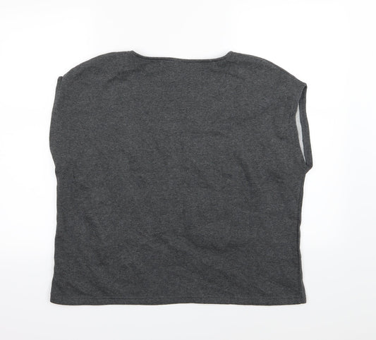 ESMARA Womens Grey Floral Jersey Pullover Sweatshirt Size L