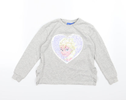 Primark Girls Grey  Jersey Pullover Sweatshirt Size 7-8 Years  - Frozen Elsa and Anna