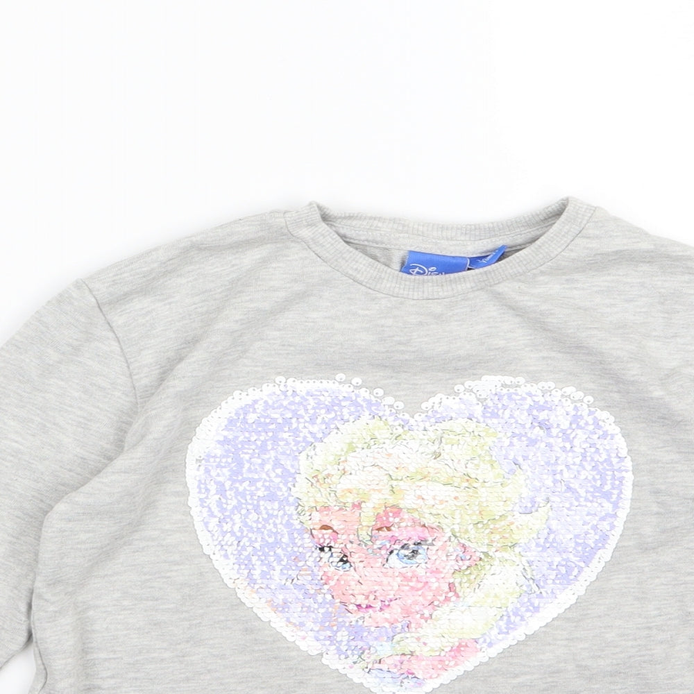 Primark Girls Grey  Jersey Pullover Sweatshirt Size 7-8 Years  - Frozen Elsa and Anna