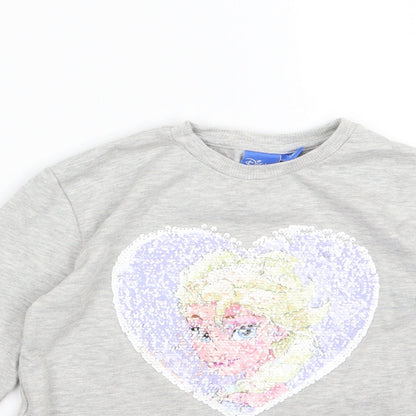 Primark Girls Grey  Jersey Pullover Sweatshirt Size 7-8 Years  - Frozen Elsa and Anna