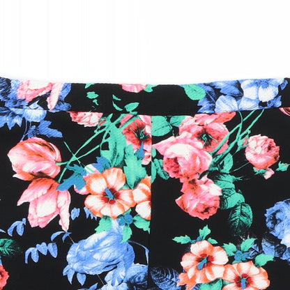 Preworn  Womens Black Floral  Hot Pants Shorts Size 10