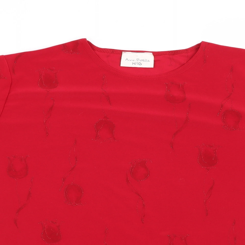 Womens UK Size 14 Anna Morelle Red Basic Blouse
