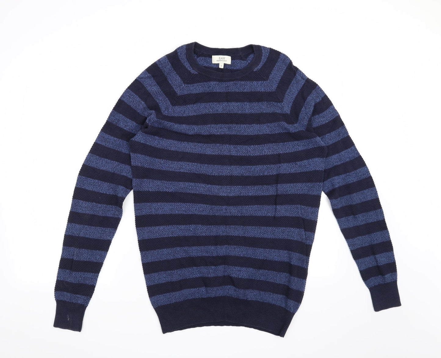 Easy Mens Blue Striped  Pullover Jumper Size S
