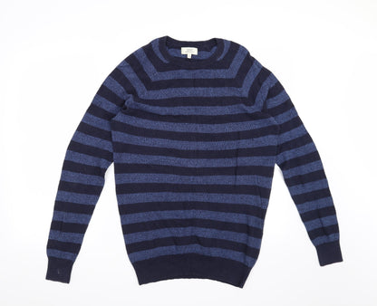 Easy Mens Blue Striped  Pullover Jumper Size S