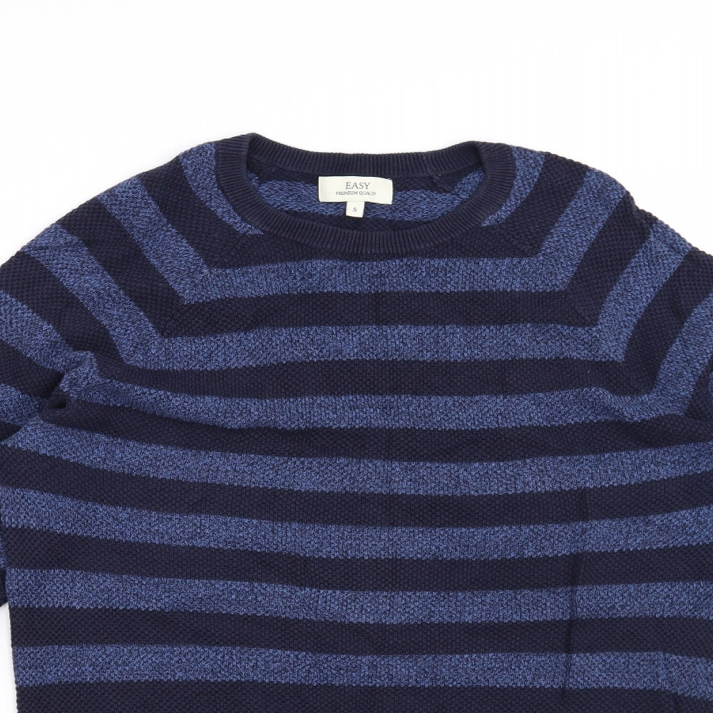 Easy Mens Blue Striped  Pullover Jumper Size S