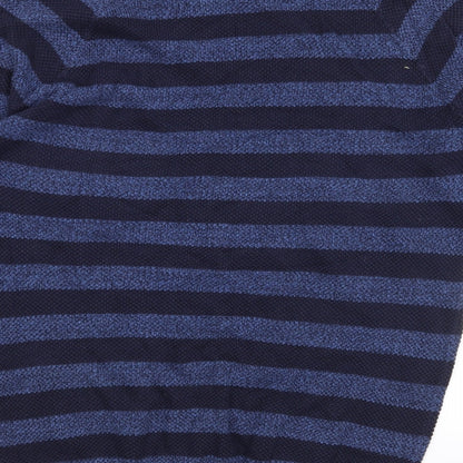 Easy Mens Blue Striped  Pullover Jumper Size S