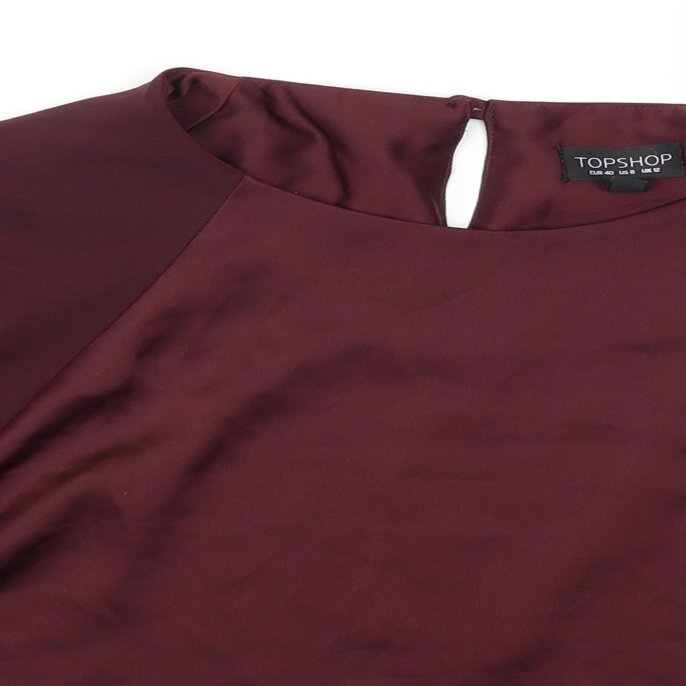 Womens UK Size 12 Topshop Purple Basic Blouse