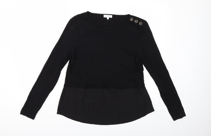 Womens UK Size 14 Warehouse Black Basic T-Shirt