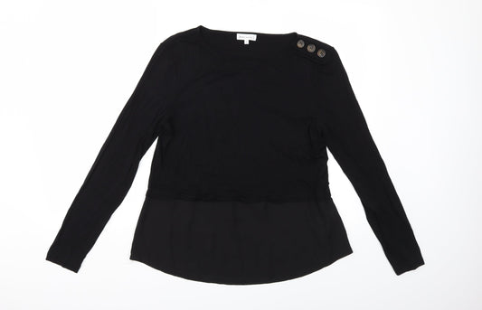 Womens UK Size 14 Warehouse Black Basic T-Shirt