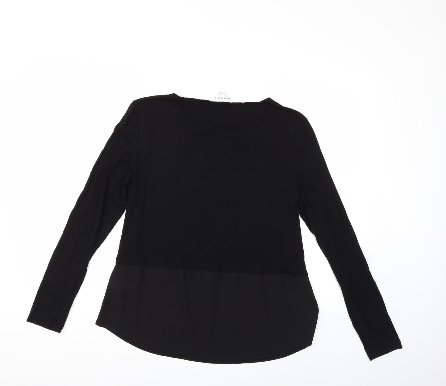 Womens UK Size 14 Warehouse Black Basic T-Shirt