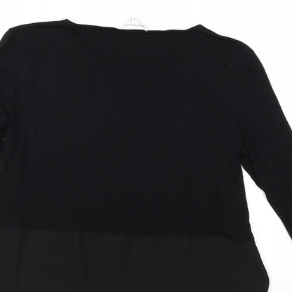 Womens UK Size 14 Warehouse Black Basic T-Shirt