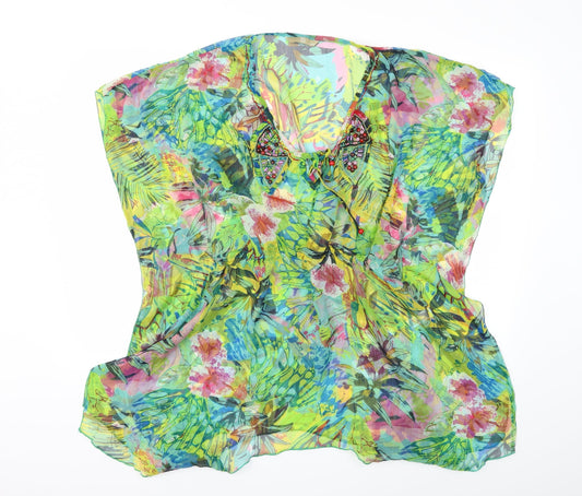 TU Womens Green Floral  Kimono Blouse Size 12