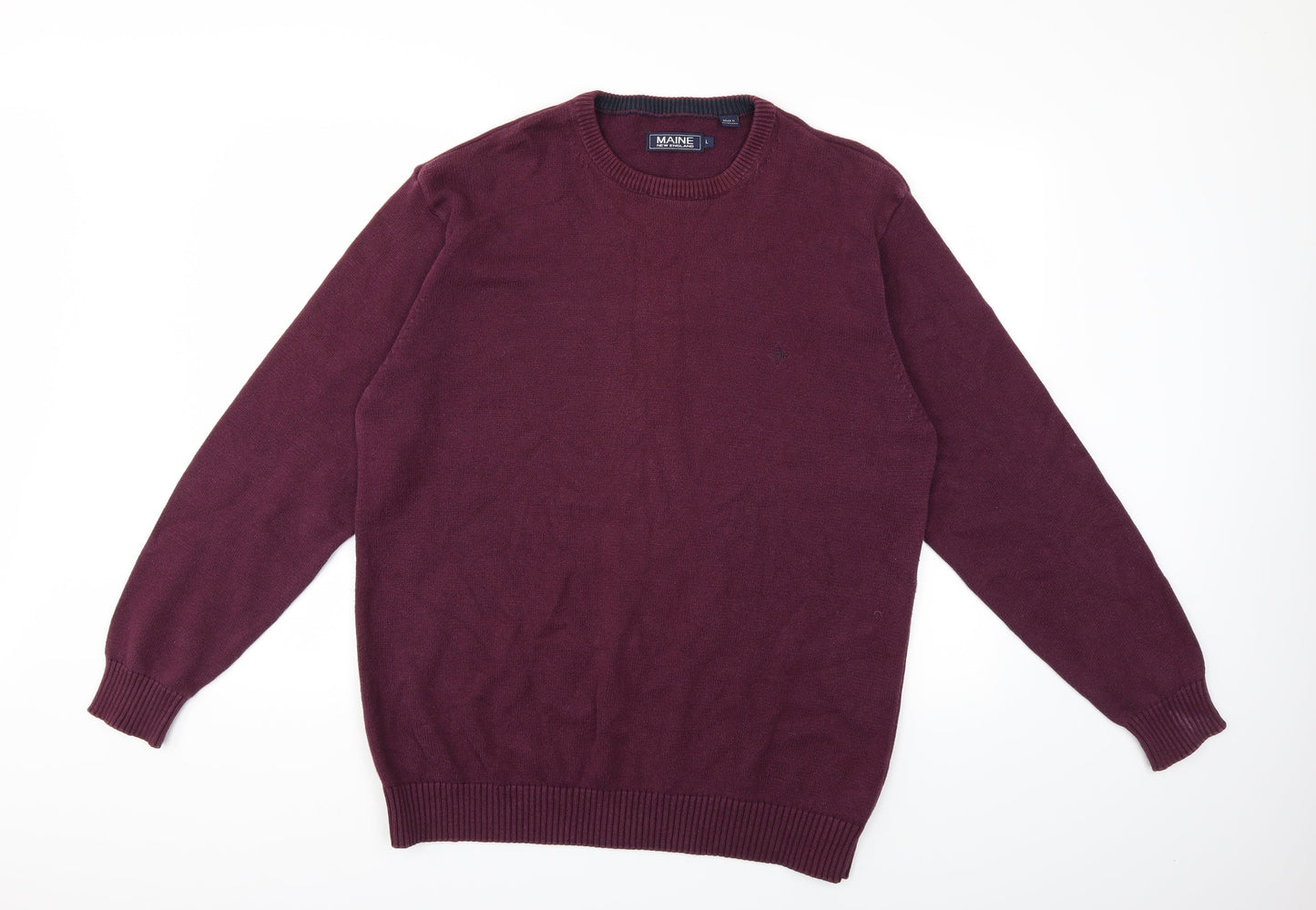 Maine Mens Purple  Knit Pullover Jumper Size L