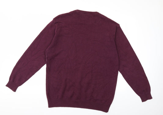 Maine Mens Purple  Knit Pullover Jumper Size L