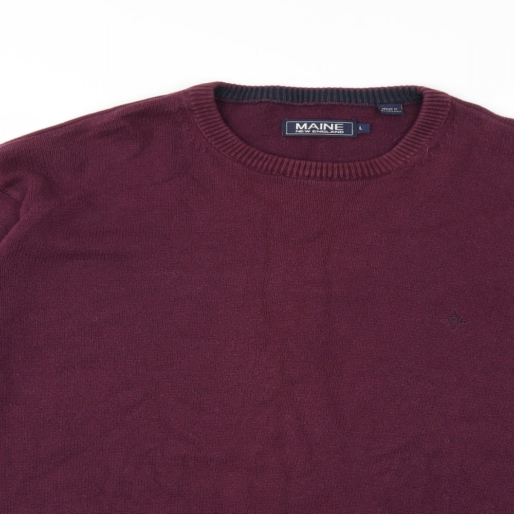 Maine Mens Purple  Knit Pullover Jumper Size L