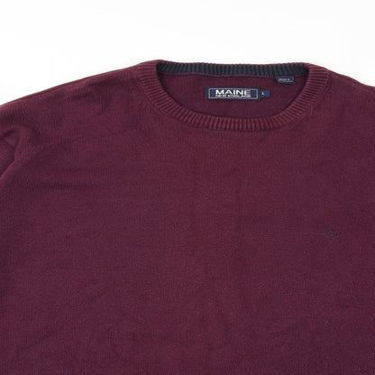 Maine Mens Purple  Knit Pullover Jumper Size L