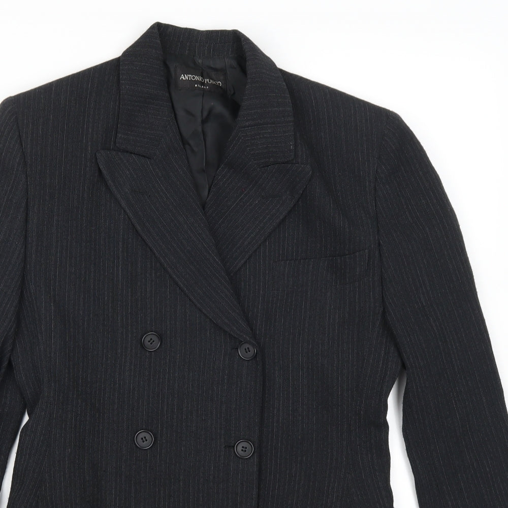 Antonio Fusco Womens Grey Striped  Jacket Suit Jacket Size 10