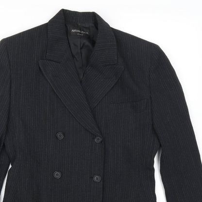 Antonio Fusco Womens Grey Striped  Jacket Suit Jacket Size 10