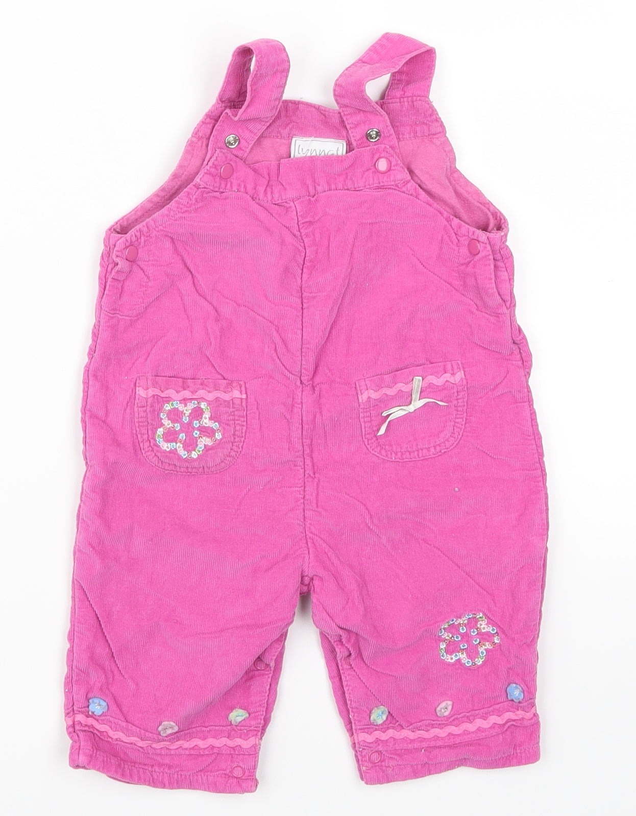 Lynnat Girls Pink Flecked Corduroy Dungaree One-Piece Size 6-9 Months