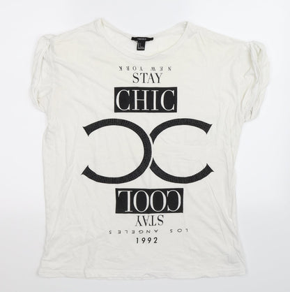 FOREVER 21 Womens White   Basic T-Shirt Size S  - Oversized