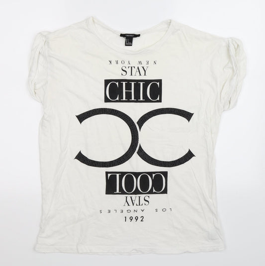 FOREVER 21 Womens White   Basic T-Shirt Size S  - Oversized