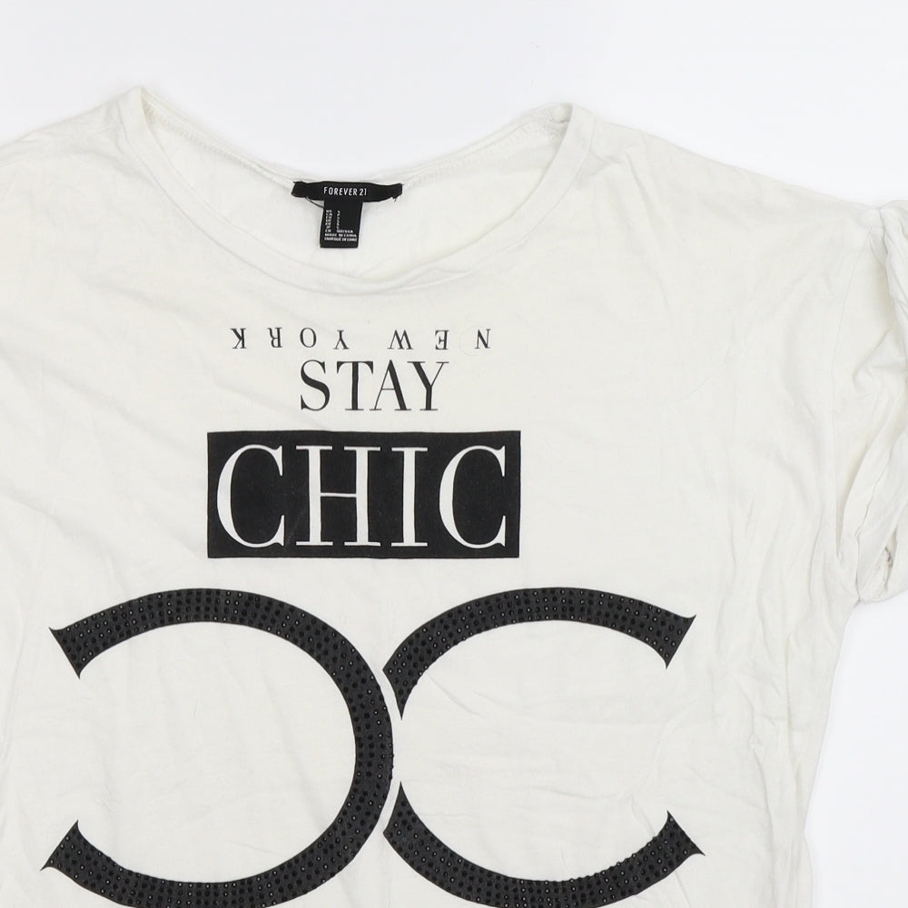 FOREVER 21 Womens White   Basic T-Shirt Size S  - Oversized