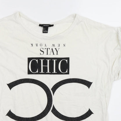 FOREVER 21 Womens White   Basic T-Shirt Size S  - Oversized