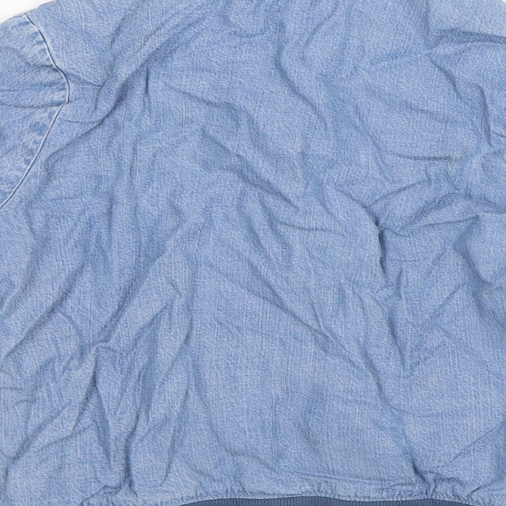 Preworn Girls Blue Floral Denim Bomber Jacket Jacket Size S
