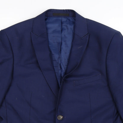 Mens UK Size 40 One Six Five Regular Blue Suit Jacket