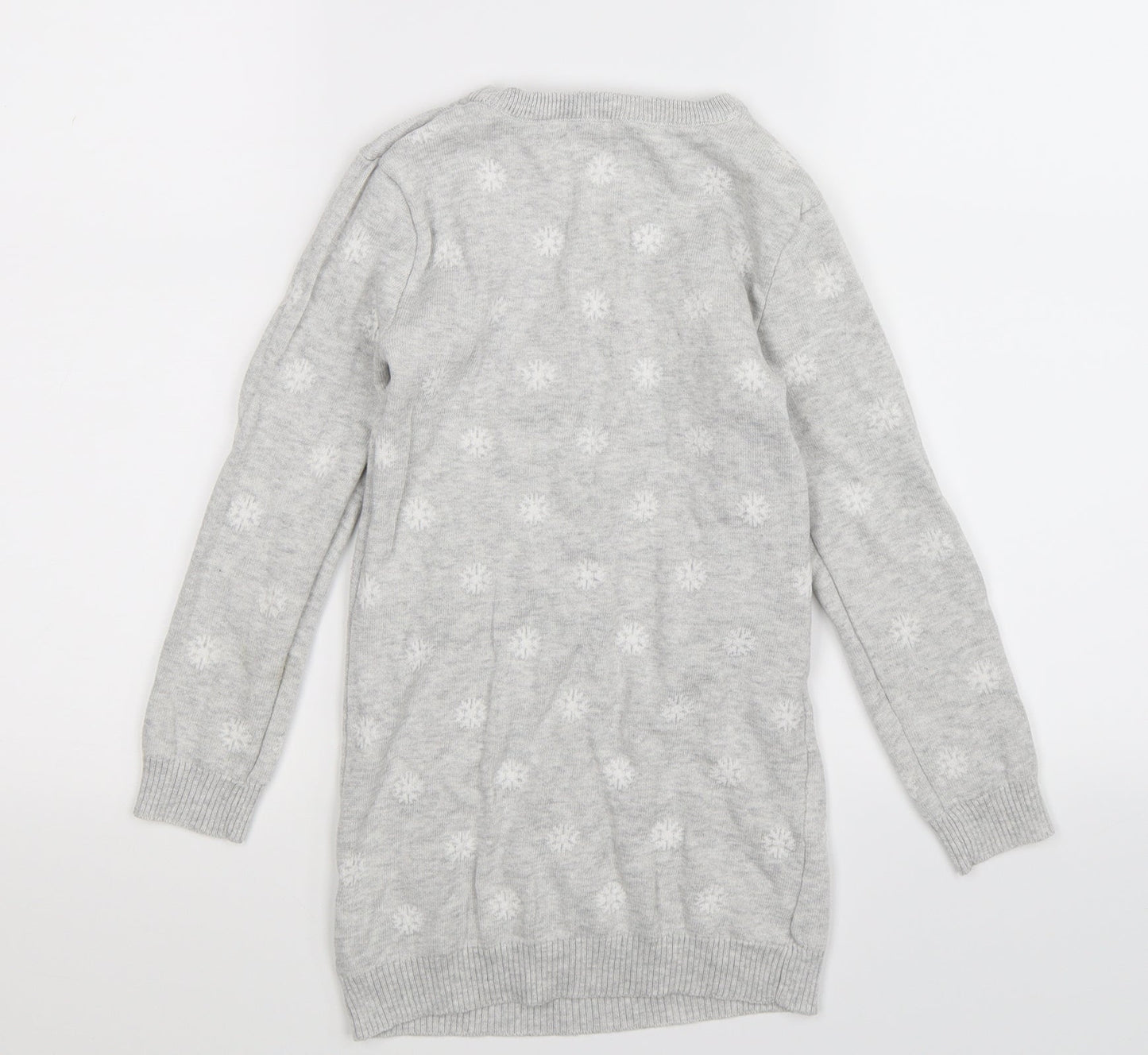 Preworn Girls Grey  Knit Jumper Dress  Size S