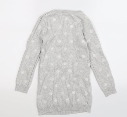 Preworn Girls Grey  Knit Jumper Dress  Size S