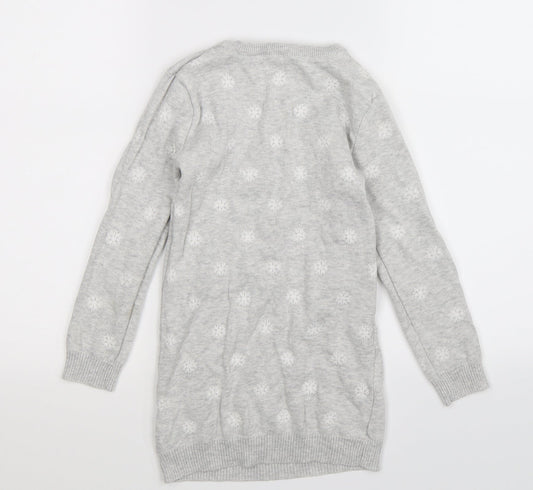 Preworn Girls Grey  Knit Jumper Dress  Size S