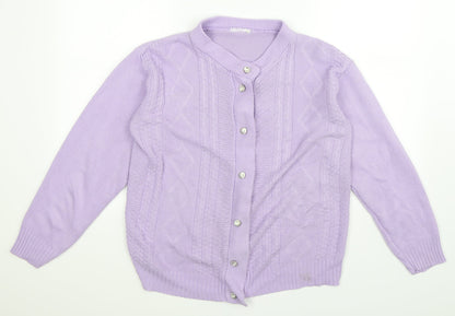 Preworn Womens Purple  Knit Cardigan Jumper Size L