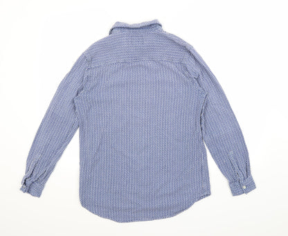 Topman Mens Blue Geometric   Button-Up Size M